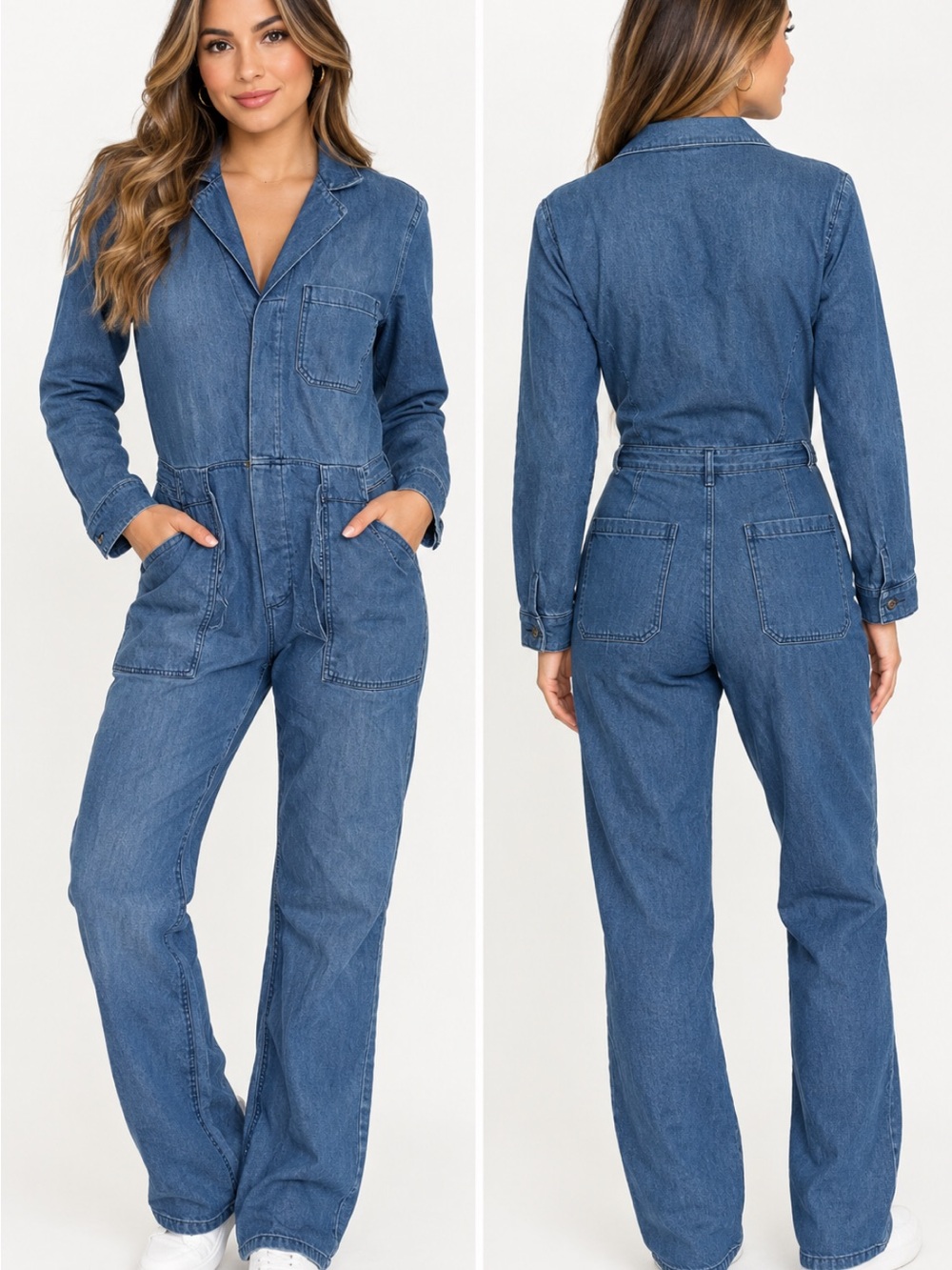Classic Indigo Denim Overalls Jumpsuit